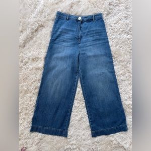 Zara high waisted wide legs denim jeans cotton soft blue size 6